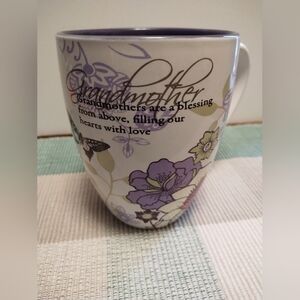 Grandmother Floral Mug - Purple and White